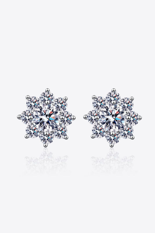 1K Moissanite 925 Sterling Silver Flower Earrings
