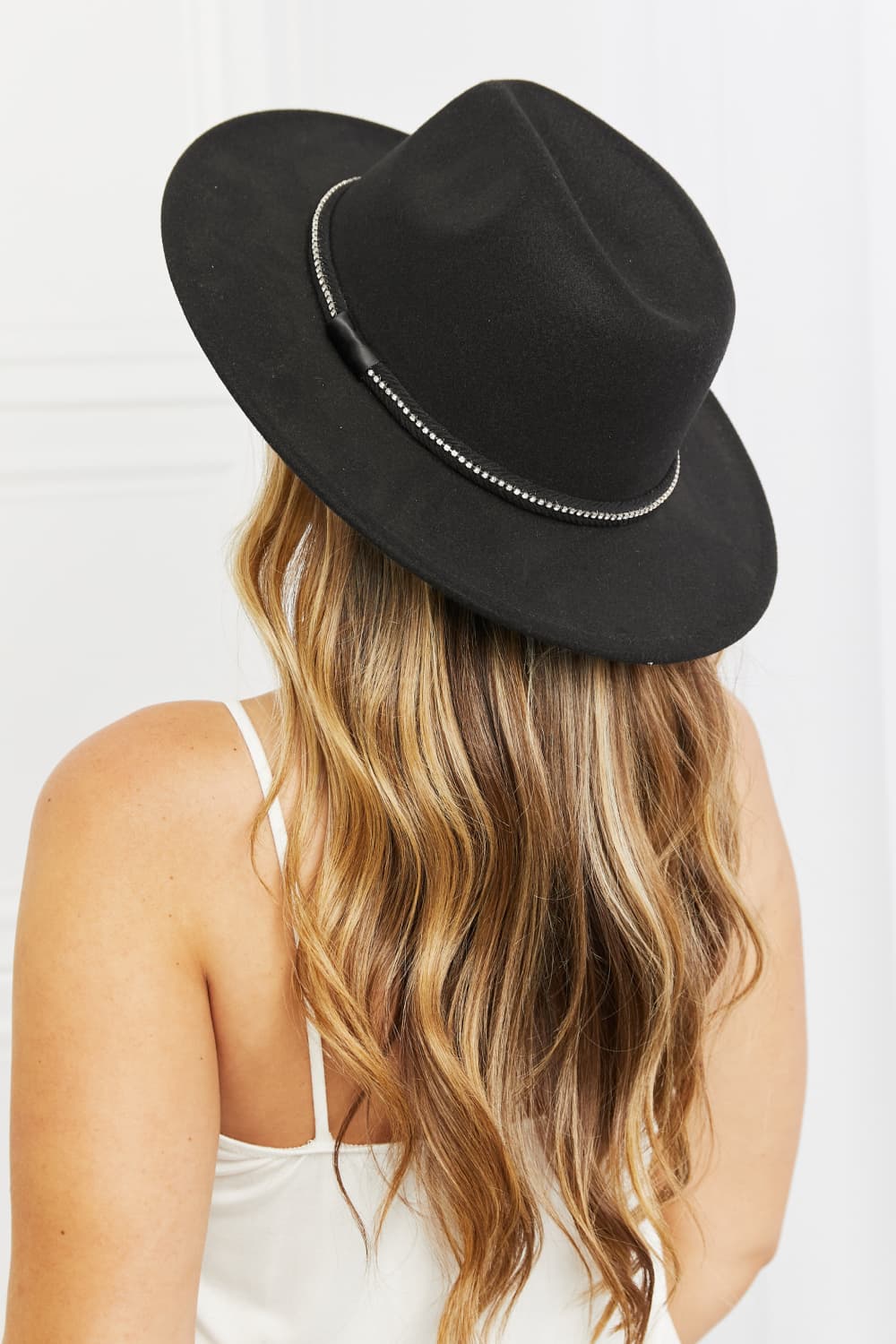 Ebony & Rhinestone Fedora Hat