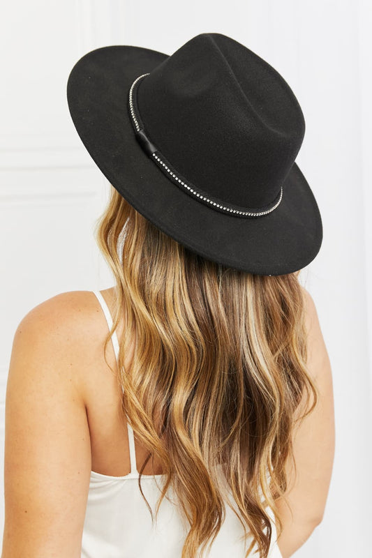 Ebony & Rhinestone Fedora Hat