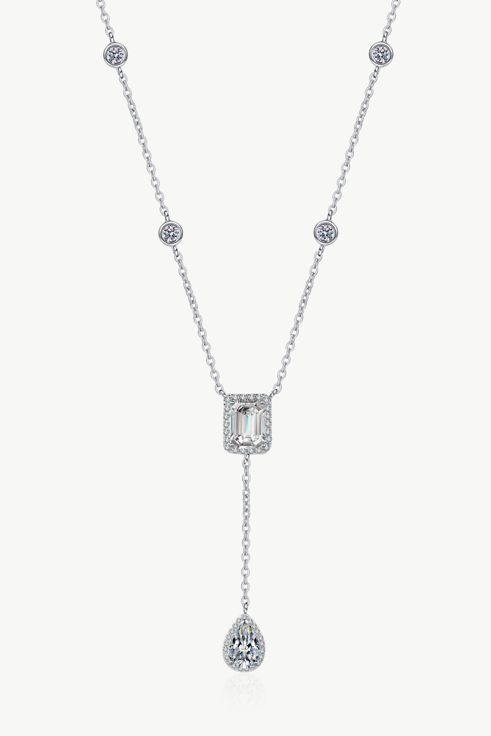 Lariat 3 Carat Moissanite Pendant Necklace in 925 Sterling Silver