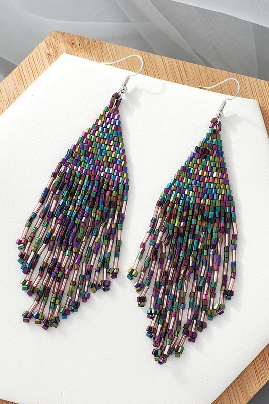 Beaded Boho Fringe Earrings