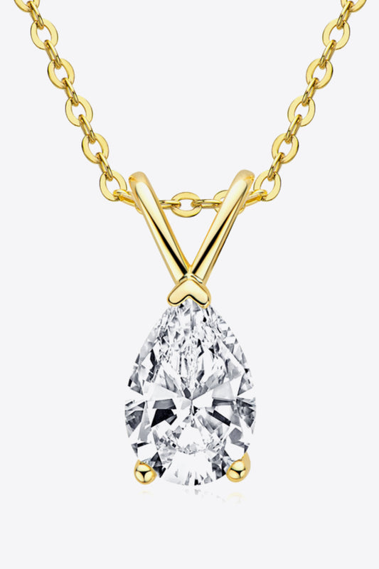 Teardrop Solitaire Moissanite Pendant 925 Sterling Silver Necklace