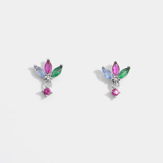 Inlaid Zircon S925 Geometric Stud Earrings