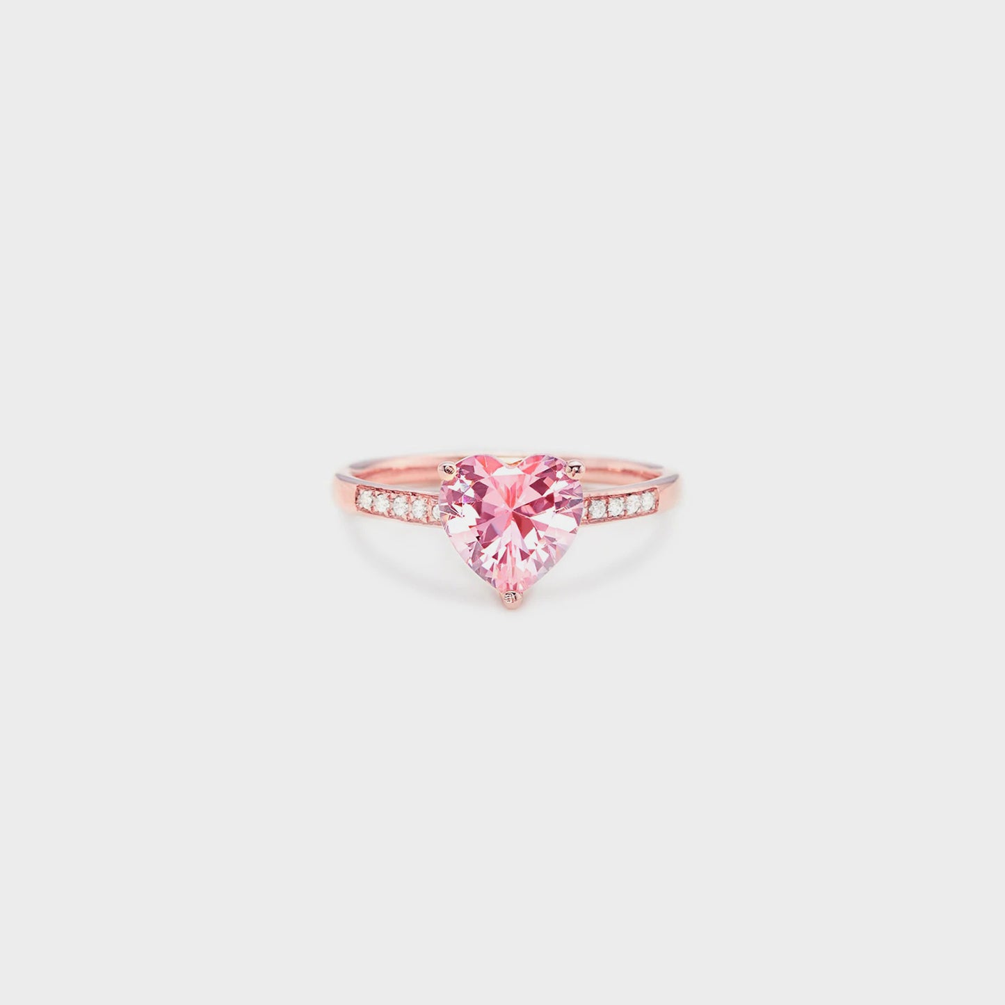 Rose Gold Pink Heart Zircon Ring