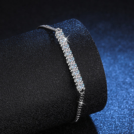 Modern Tennis Bar Bracelet S925 Moissanite