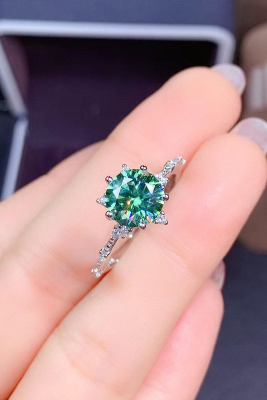 Hazel Green 1K Moissanite Platinum Plated Cocktail Ring