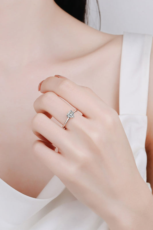 The Lone Heart Solitaire Moissanite & 925 Sterling Silver Ring