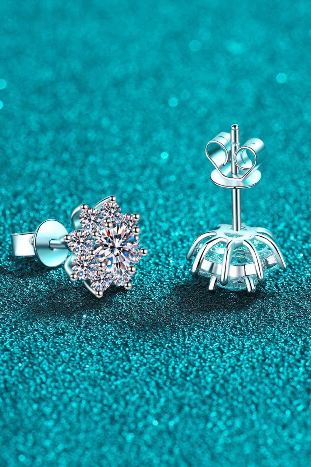 1K Moissanite 925 Sterling Silver Flower Earrings