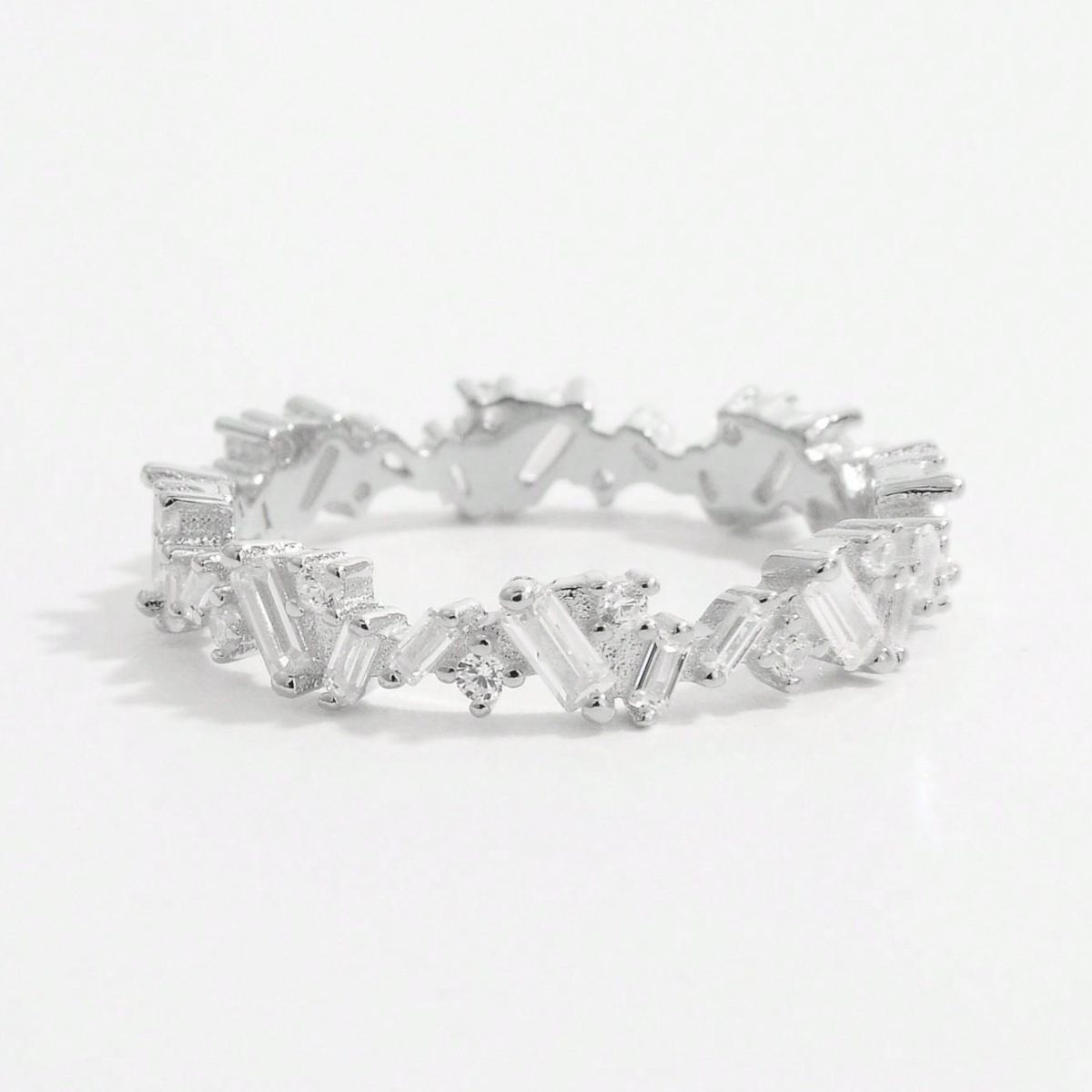 Prism Perfection 925 Sterling Silver Inlaid Zircon Ring