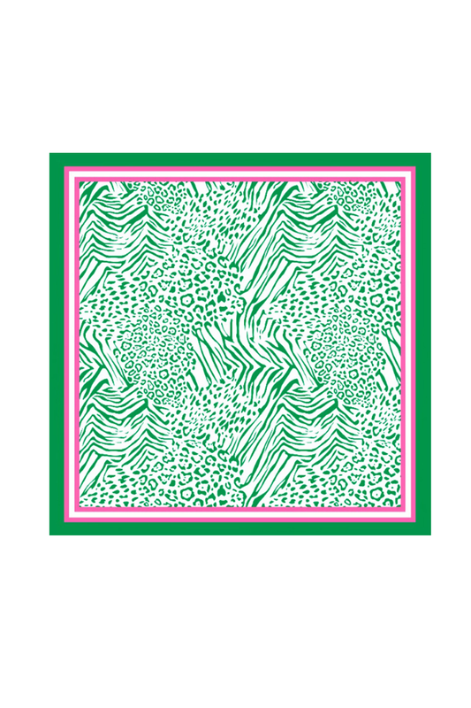 Pink and Green Animal Print Scarf