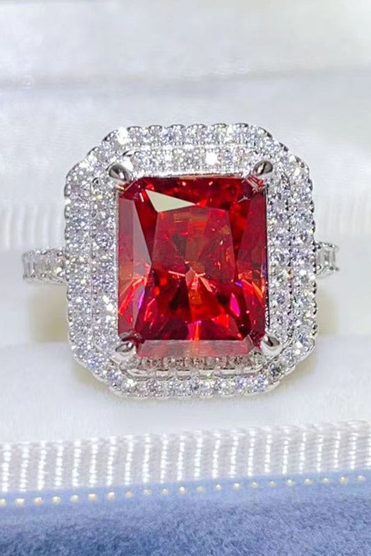 Crimson Royale 2K Moissanite 925 Sterling Silver Ring