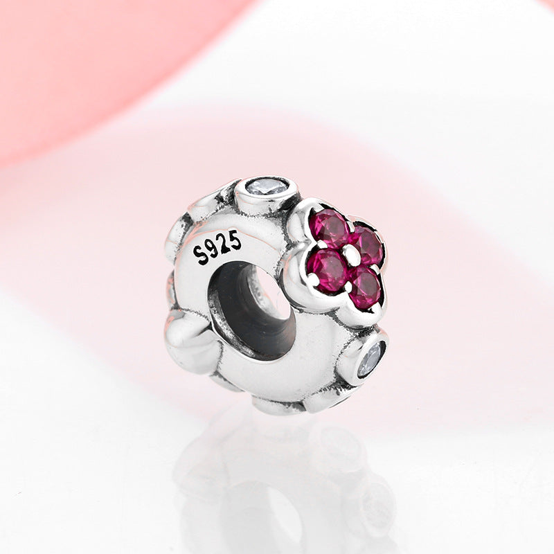 925 Sterling Silver Floral Spacer Beads with Crystals