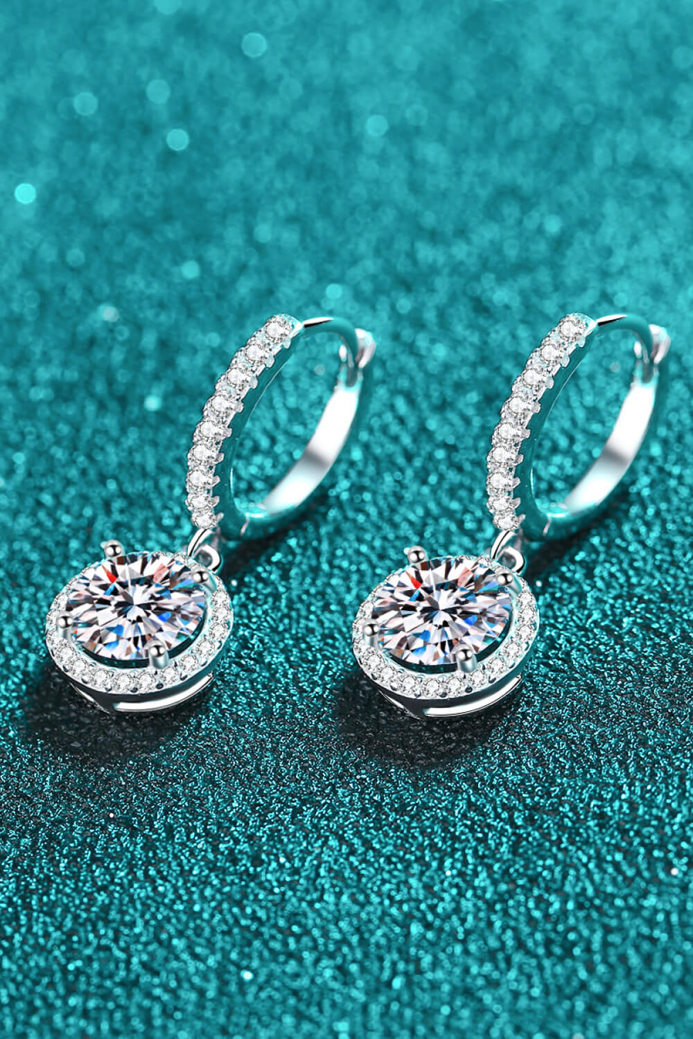 2K Moissanite Round Cut Drop Earrings