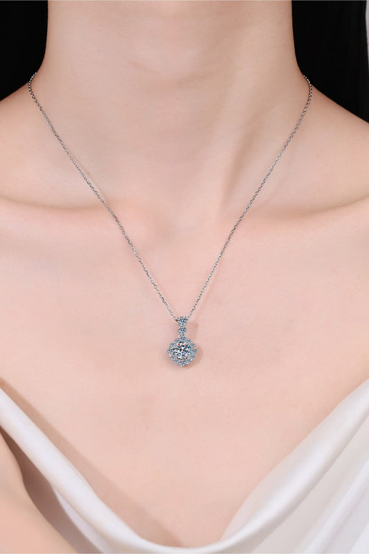 Brilliant Bloom Moissanite Pendant Silver Necklace