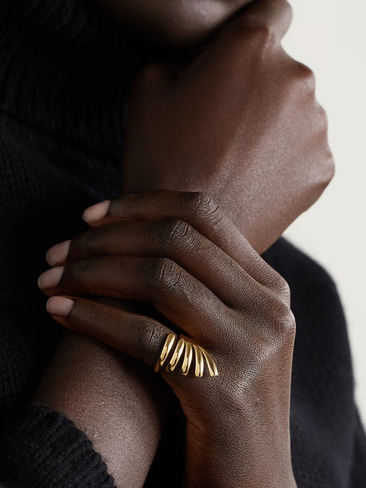 Accordion Accent Ring 18K Gold-Plated Stainless Steel