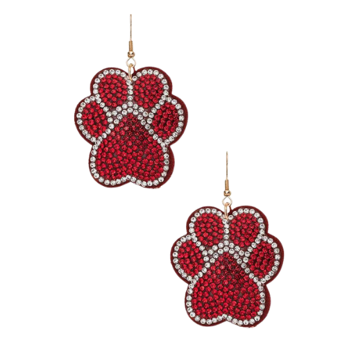 Paw Spirit Crystal Earrings Red
