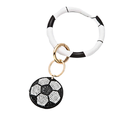 Rhinestone Soccer Bracelet Key Chain