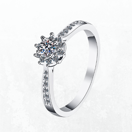 Moissanite Snowflake Ring 925S Rhodium-Plated