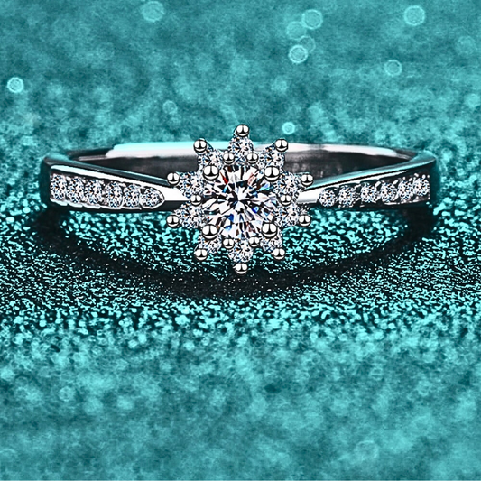 Moissanite Snowflake Ring 925S Rhodium-Plated