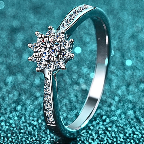 Moissanite Snowflake Ring 925S Rhodium-Plated