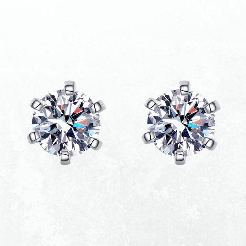 Rhodium-Plated 1/2K Moissanite Stud Earrings
