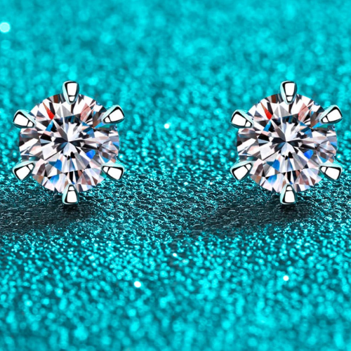 Rhodium-Plated 1/2K Moissanite Stud Earrings