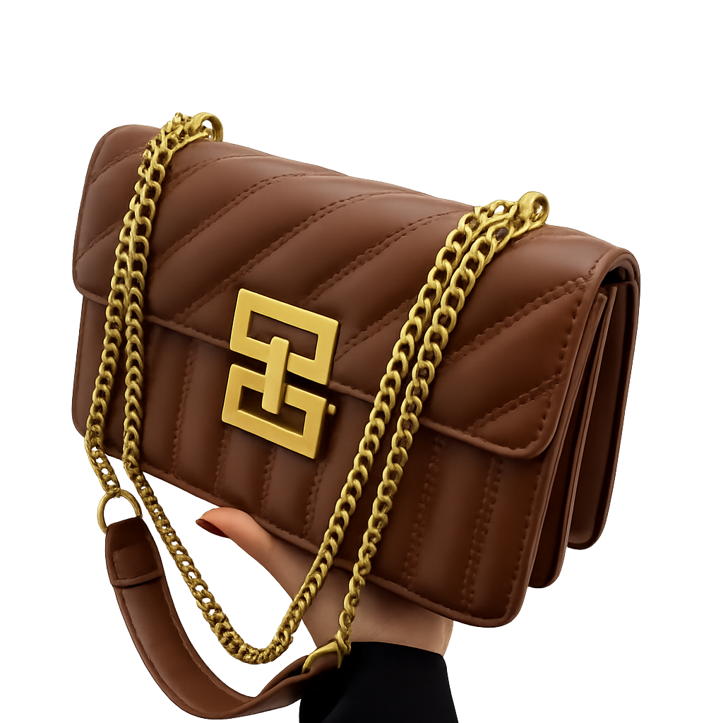 Expresso Quilted Flap Chain Shoulder Bag