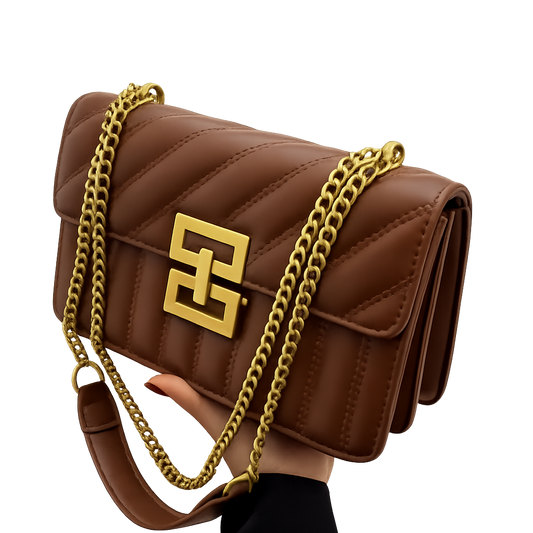 Expresso Quilted Flap Chain Shoulder Bag