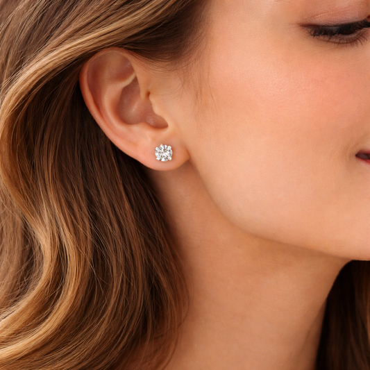 Timeless 4-Prong Moissanite Stud Earrings (1 Carat)