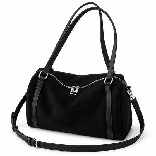 Suede Crossbody Bag with Zipper | Medium Everyday Shoulder Bag