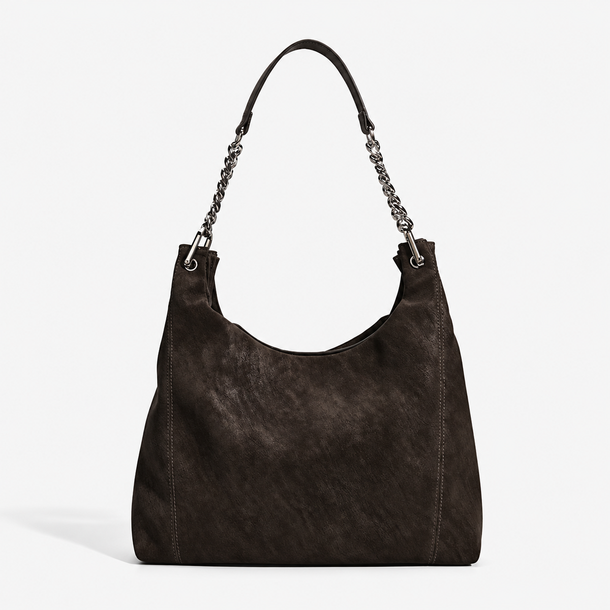 Large Chain Strap Shoulder Bag | Suede Hobo Handbag