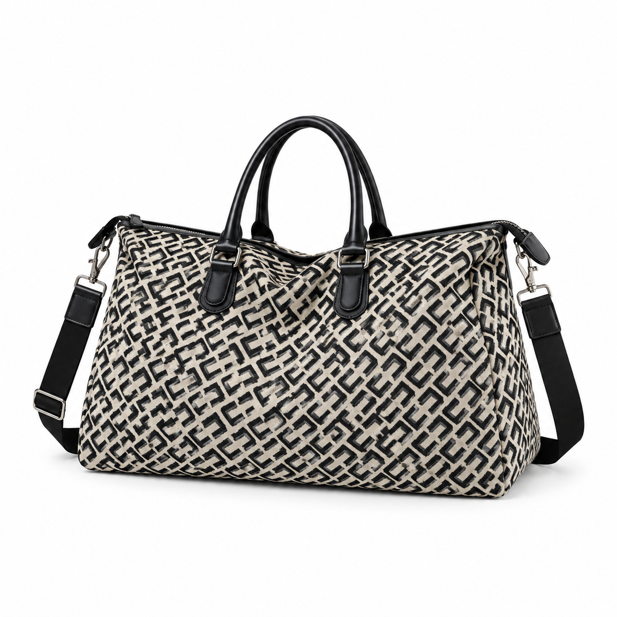 Patterned Large Capacity Travel Bag – Oversized Weekender Duffel with Shoulder Strap
