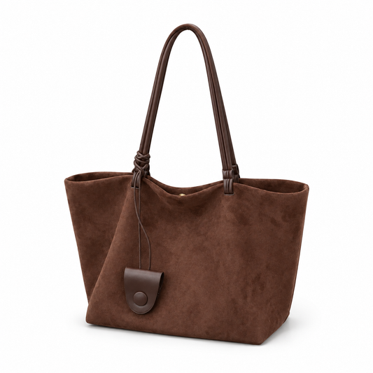 Classic Suede Tote Bag – Large Shoulder Handbag in Black, Tan &amp; Brown