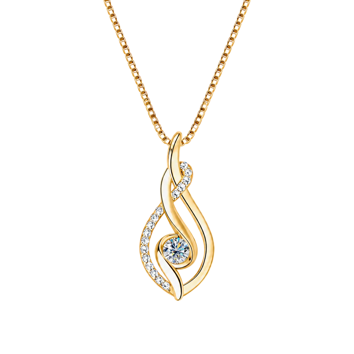 0.43 CT Moissanite Swirl Pendant Necklace in 18K Gold-Plated or Platinum-Plated 925 Sterling Silver
