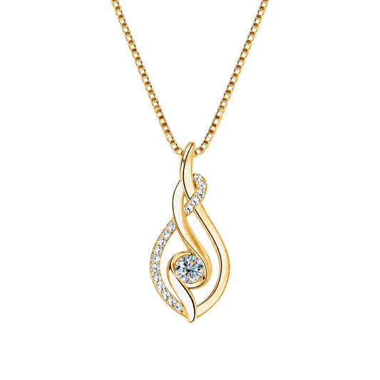 0.43 CT Moissanite Swirl Pendant Necklace in 18K Gold-Plated or Platinum-Plated 925 Sterling Silver