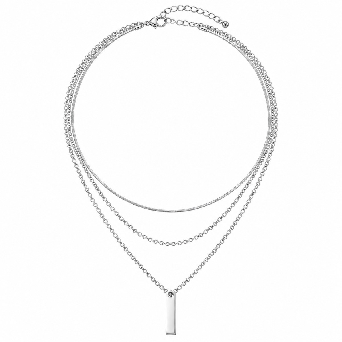 Three Layer Minimalist Bar Pendant Necklace | Layered Silver & Gold-Plated Necklace Jewelry