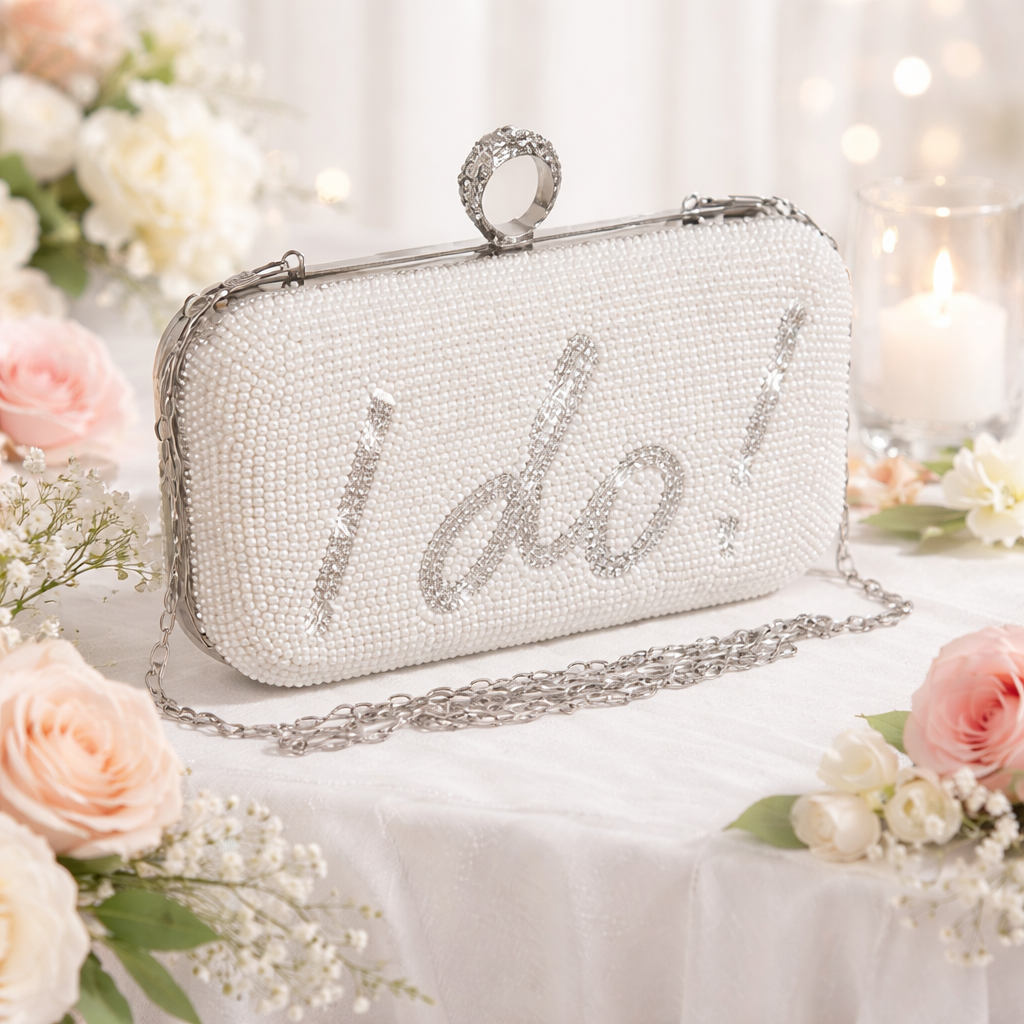 “I Do” Pearl Bridal Clutch – Wedding Clutch for Brides