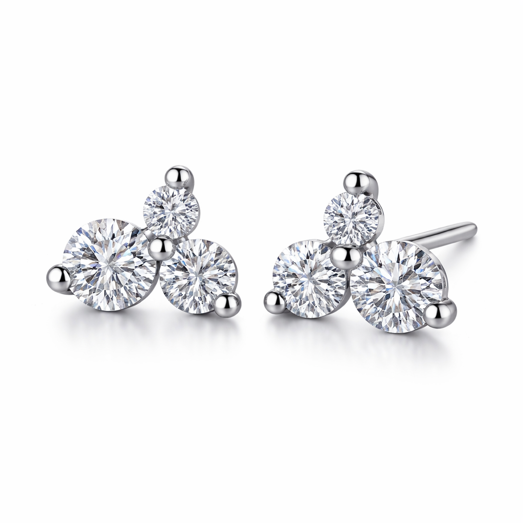 Trinity Cluster Moissanite Earrings