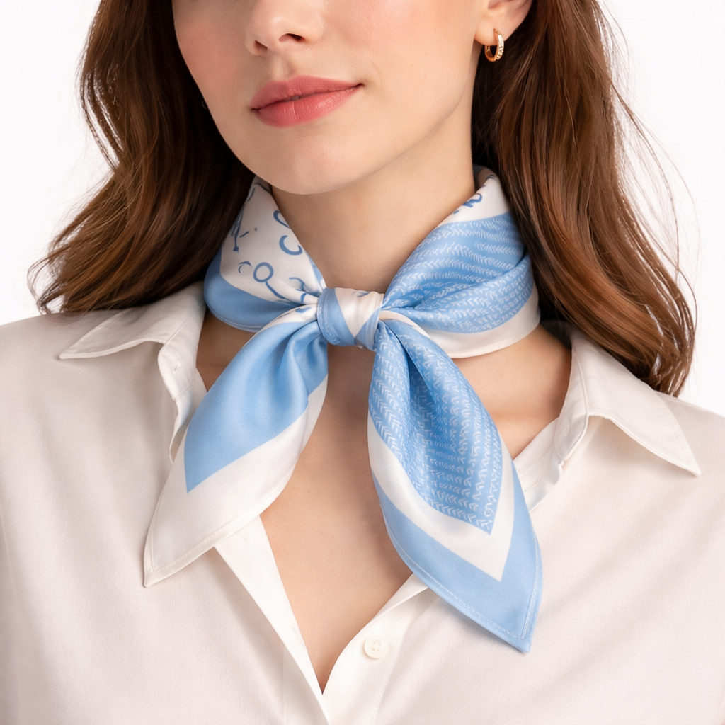 Sky Blue Silk Square Scarf