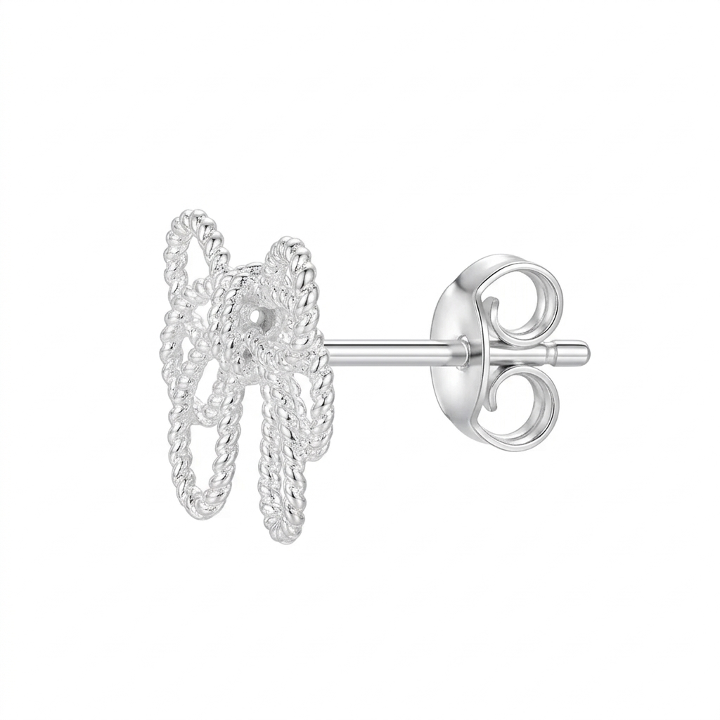 Bow Knot Stud Earrings in 925 Sterling Silver