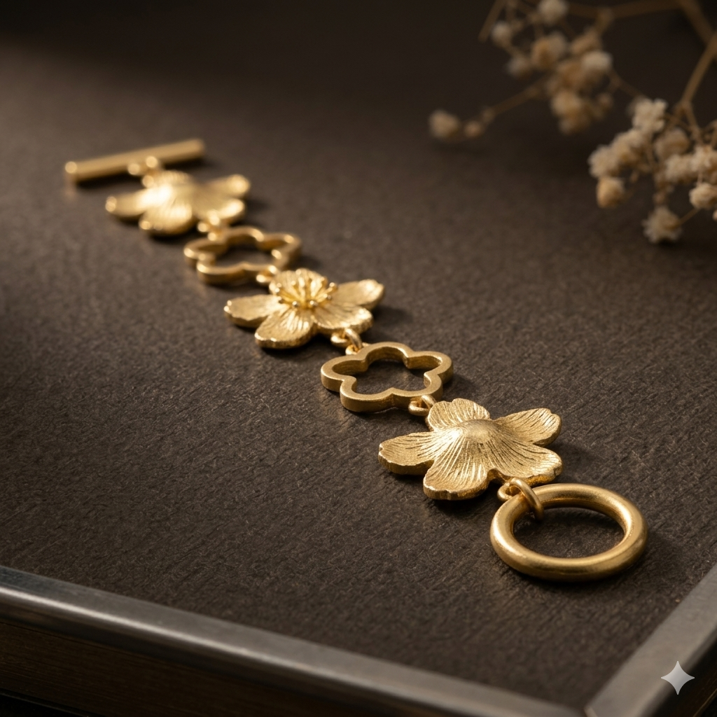 18K Gold-Plated Cutout Flower Bracelet