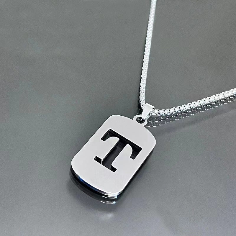 Titanium Steel Letter Tag Unisex Necklace