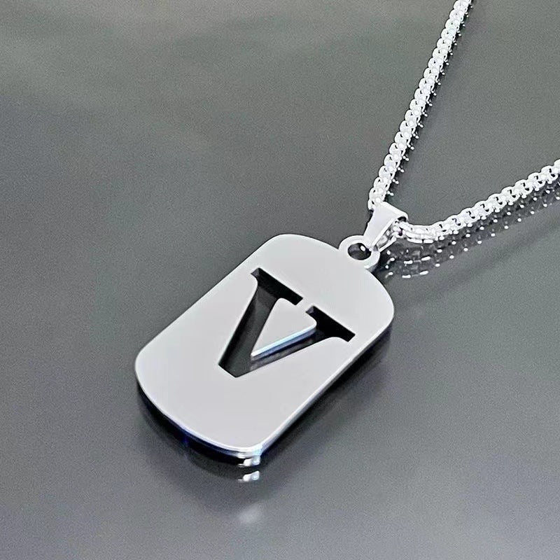Titanium Steel Letter Tag Unisex Necklace