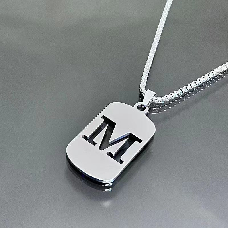Titanium Steel Letter Tag Unisex Necklace
