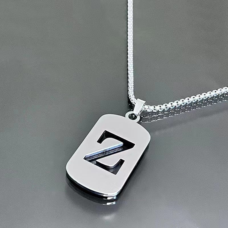 Titanium Steel Letter Tag Unisex Necklace