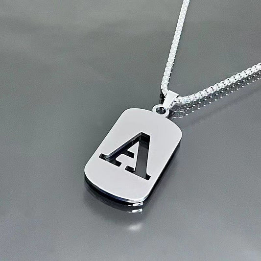 Titanium Steel Letter Tag Unisex Necklace