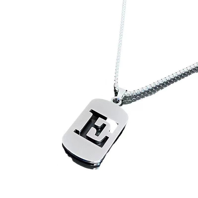 Titanium Steel Letter Tag Unisex Necklace