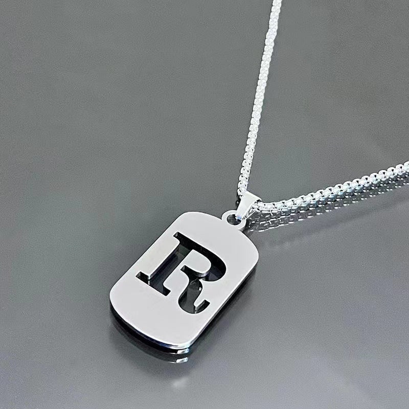 Titanium Steel Letter Tag Unisex Necklace