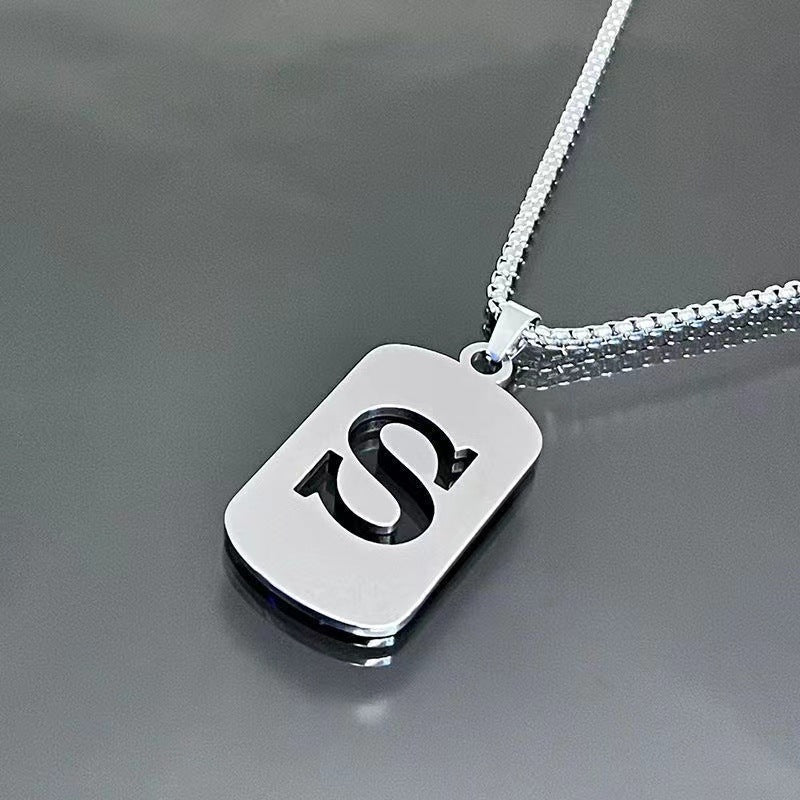 Titanium Steel Letter Tag Unisex Necklace