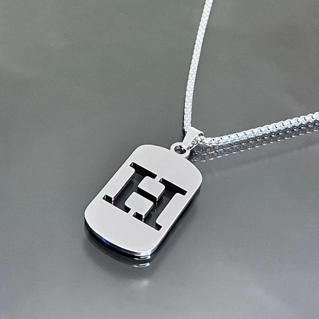 Titanium Steel Letter Tag Unisex Necklace